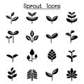 Sprout, plant, treetop, leaf icon set vector illustration graphic design