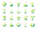 Sprout simple gradient icons vector set