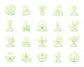 Sprout simple green line icons vector set