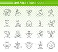 Sprout simple black line icons vector set