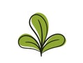 Sprout with three rounded leaves. Spring, planting and nature design element. Vector image