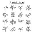 Sprout, treetop, tree, plant icon set in thin line style