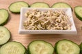 Sprouted beans. Fresh cucumber. Healthy food