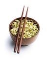 Sprouted green mung beans. Mung sprouts Royalty Free Stock Photo