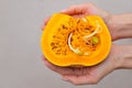 Sprouted seeds inside a pumpkin