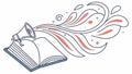 Sprouting Creativity: Open Book with Elements Flowing Vector Illustration, vector design Generative AI Royalty Free Stock Photo