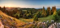 Spruce forest green mountain landscape panorama sunset - Slovakia