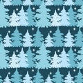 Spruce forest at night seamless pattern. Royalty Free Stock Photo