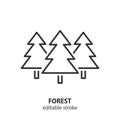 Spruce line icon. Fir tree outline vector sign. Forest linear symbol. Editable stroke