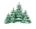 Spruce Trees with Snow. Winter season design elements and simply pictogram. Isolated vector Christmas Tree Icons and Illustration Royalty Free Stock Photo