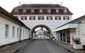 Sprudelhof, mineral waters spa complex, arched gate of the Bathhouse 7, Bad Nauheim, Hesse, Germany Royalty Free Stock Photo