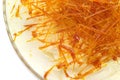 Spun caramelised sugar topped orange trifle dessert Royalty Free Stock Photo