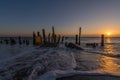 Spurn Point old wooden groynes and beach sea defences