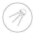 Sputnik One icon in outline style isolated on white background. Space symbol stock vector illustration. Royalty Free Stock Photo