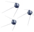 Sputnik Satellites on White Background. Clipping path