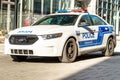 SPVM police car on brick road Royalty Free Stock Photo