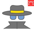 Spy agent color line icon, anonymity and detective, incognito vector icon, vector graphics, editable stroke filled