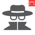 Spy agent glyph icon, anonymity and detective, incognito vector icon, vector graphics, editable stroke solid sign, eps