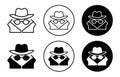 Spy agent icon Outline flat Icon