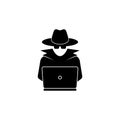 Spy agent searching on laptop icon. Vector on isolated white background. EPS 10