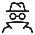 Spy agent searching outline icon. Anonymous or Incognito Vector illustration