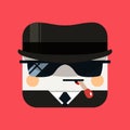 Spy avatar illustration. Trendy emissary squared icon with shadows in flat style. Royalty Free Stock Photo