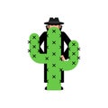 Spy Cactus. Secret Agent and Desert Plant. Vector illustration