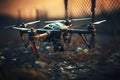 spy combat drone flew into no fly zone behind a fence with barbed wire