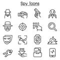 Spy icon set in thin line style Royalty Free Stock Photo