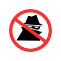 Spy icon in stop sign. Clipart image