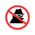 Spy icon in stop sign. Clipart image Royalty Free Stock Photo