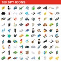 100 spy icons set, isometric 3d style Royalty Free Stock Photo
