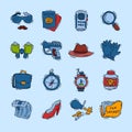 Spy icons vector cartoon detective set mafia agent binoculars or spyglass for spying or secret investigation Royalty Free Stock Photo