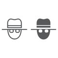 Spy line and glyph icon, private and detective