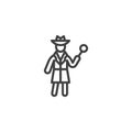 Spy man avatar with magnifier line icon