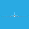 Spy plane front view vector icon. Drone aircraft aviation remote control. Fly RC jet equipment surveillance force Royalty Free Stock Photo