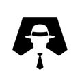 Spy Symbol Icon Illustration, Anonymous, Secret Agent, Hacker, Mysterious, Incognito Sign Vector Illustration