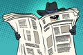 Spy watches through the newspaper