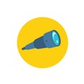 Spyglass. Icon on background yellow circle. Watch search. Favicon for website or search results page. Flat color vector