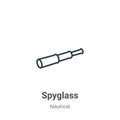 Spyglass outline vector icon. Thin line black spyglass icon, flat vector simple element illustration from editable nautical