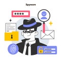 Spyware or adware. Dangerous malware monitoring traffic and stealing