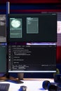 Spyware exploit software running on computer in secret base of operations Royalty Free Stock Photo