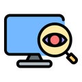 Spyware icon in flat line style representing cyber surveillance data theft and digital security threats ideal for cybersecurity