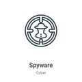 Spyware outline vector icon. Thin line black spyware icon, flat vector simple element illustration from editable cyber concept Royalty Free Stock Photo