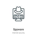Spyware outline vector icon. Thin line black spyware icon, flat vector simple element illustration from editable internet security
