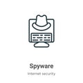 Spyware outline vector icon. Thin line black spyware icon, flat vector simple element illustration from editable internet security Royalty Free Stock Photo