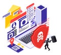 Spyware Protection Isometric Composition Royalty Free Stock Photo