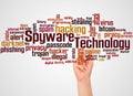 Spyware Technology word cloud and hand with marker concept Royalty Free Stock Photo