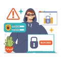 Spyware threat concept. Flat vector illustration