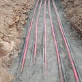 240 Sq mm DC cable laying on trench